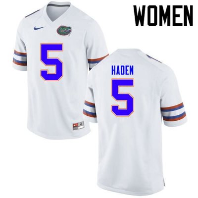 Women's Florida Gators #5 Joe Haden NCAA Nike White Authentic Stitched College Football Jersey YHN1562PJ